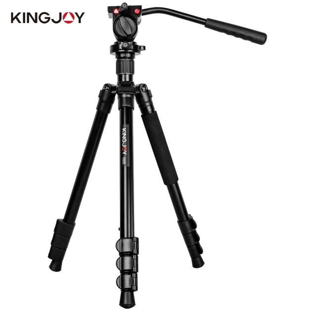 ‏KINGJOY G1008R + KH-6750  حامل ثلاثي القوائم احترافي بمقبض ورأس متحرك 360درجة هيدروليكي 